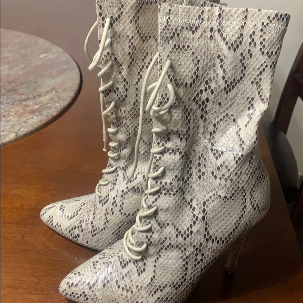 Snake print boots